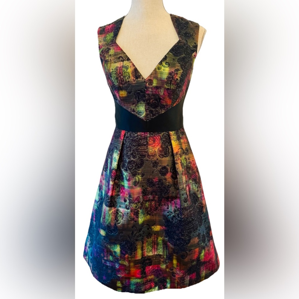 Vintage Rare Theia Cocktail Dress 2 Structured Iridescent 90’s Avant Garde
